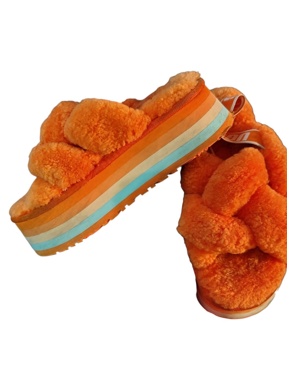 UGG Disco Knot slides Fuzzy Shoes EUC Size 8